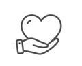 Volunteer care line icon. Helping hand sign. Vector Royalty Free Stock Photo