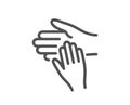 Volunteer care line icon. Helping hand sign. Vector