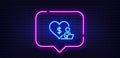 Volunteer care line icon. Online charity sign. Neon light speech bubble. Vector