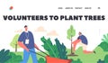 Volunteer Characters Plant Trees Landing Page Template. Reforestation, Save World Global Environmental Movement Concept Royalty Free Stock Photo