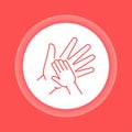 Volunteer childcare color button icon. Help poor street children. Royalty Free Stock Photo