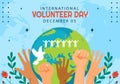 Volunteer Day for Economic and Social Development Social Media Background Flat Cartoon Hand Drawn Templates Illustration