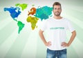 Volunteer in front of Colorful Map Royalty Free Stock Photo