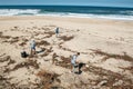 Volunteer group keeping plastic waste out from Furadouro beach in Ovar, Portugal