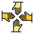 Volunteer hand group icon color outline vector
