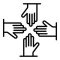 Volunteer hand group icon, outline style