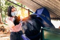 Volunteer holding plastic garbage