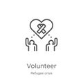 volunteer icon vector from refugee crisis collection. Thin line volunteer outline icon vector illustration. Outline, thin line