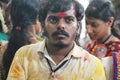 Volunteer inside a Hindu Temple, Hyderabad, India