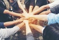 Volunteer Leader effective is key to success. Team Charity group of people giving thump up hands together. Volunteer Spirit Team Royalty Free Stock Photo