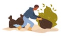 Caring for environment nature by cleaning waste