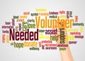 Volunteer Needed word cloud and hand with marker concept Royalty Free Stock Photo