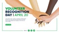 Volunteer recognition day background with hands of volunteers are stacking together