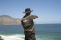 Volunteer shark spotter looking out to sea