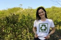 Volunteer wearing a recycling t-shirt