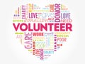 Volunteer word cloud collage, heart concept background Royalty Free Stock Photo