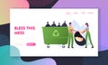 Volunteering, Collecting Trash, Social Charity, Ecology Protection Landing Page Template. Volunteer Cleaning Garbage