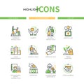 Volunteering concept - line design style icons set Royalty Free Stock Photo