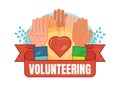 Volunteering concept vector badge illustration