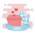 Volunteering, help charity falling hearts love in box world