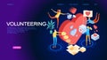 Volunteering isometric concept banner