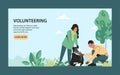 Volunteering landing page. People clean up garbage