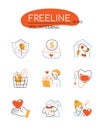 Volunteering - modern line design style icons set