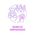 Volunteering at orphanages purple gradient concept icon