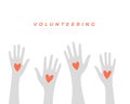 volunteering solidarity hands up with love heart design