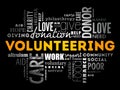 Volunteering word cloud collage, social concept