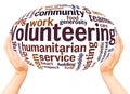 Volunteering word cloud hand sphere concept