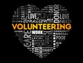 Volunteering word cloud, heart concept