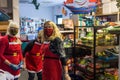 Volunteers at the Daily Bread Food Pantry prepare for the day, Collegeville, PA, 12-23-20_0008.jpg Royalty Free Stock Photo