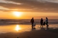 Volunteers clean beach garbage. Generate Ai