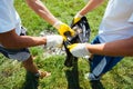 Volunteers cleaning up garbage