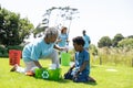 Volunteers collecting rubbish and recycling Royalty Free Stock Photo