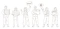 Volunteers donation volunteering concept doodle charity people altruistic activity outline character