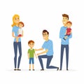 Volunteers help children - cartoon people characters isolated illustration Royalty Free Stock Photo