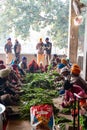 Volunteers help prepare food in the free kitchen Langar at Sikh Golden Temple sri harmandir