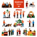 Volunteers People Decorative Icons Set