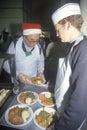 Volunteers serving Christmas dinner