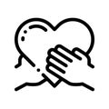 Volunteers Support Hand Hold Vector Thin Line Icon