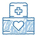 Volunteers Support Medikit doodle icon hand drawn illustration