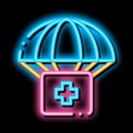 Volunteers Support Parachute neon glow icon illustration