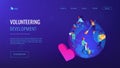 Volunteering isometric 3D landing page.