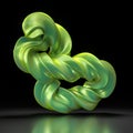 voluptuous green abstract curved sculpture on a black background