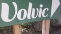 Volvic sign and text logo on mineral water factory in france Royalty Free Stock Photo