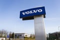 Volvo car logo in front of dealership building on February 25, 2017 in Prague, Czech republic Royalty Free Stock Photo