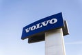 Volvo car logo in front of dealership building on February 25, 2017 in Prague, Czech republic Royalty Free Stock Photo