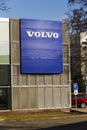 Volvo car logo in front of dealership building on February 25, 2017 in Prague, Czech republic Royalty Free Stock Photo